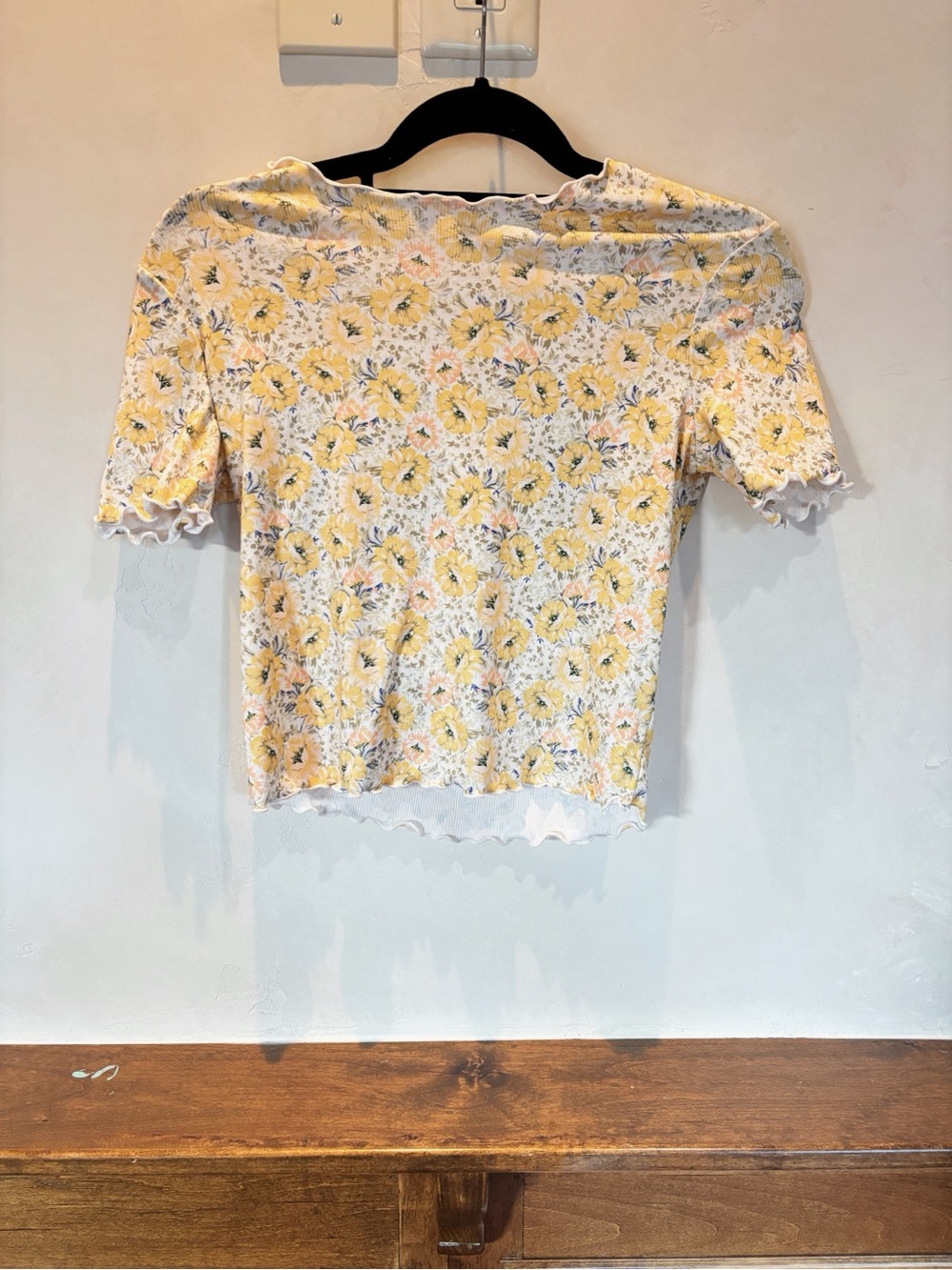 INTERMIX Yellow Floral Crop Top with White Base
